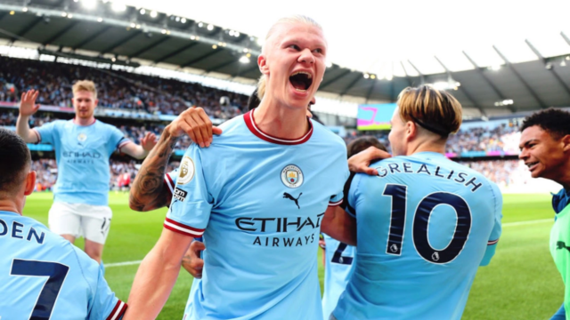 haaland celebrating man city